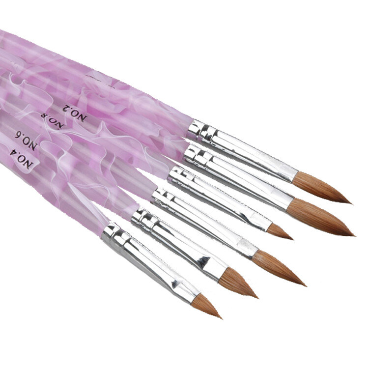 6Pcs Acrylic Nail Art Pen Tips UV Builder Gel Painting Brush Manicure Set Hot US