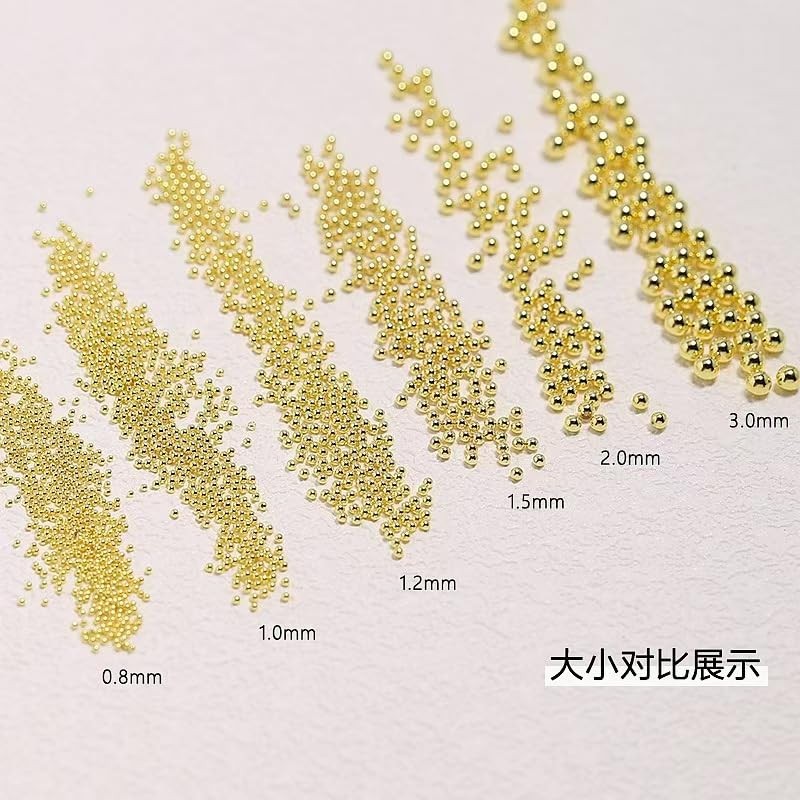 3D Metal Caviar Nail Beads, Black Gold Mini Ball Decorations for Acrylic/Gel …