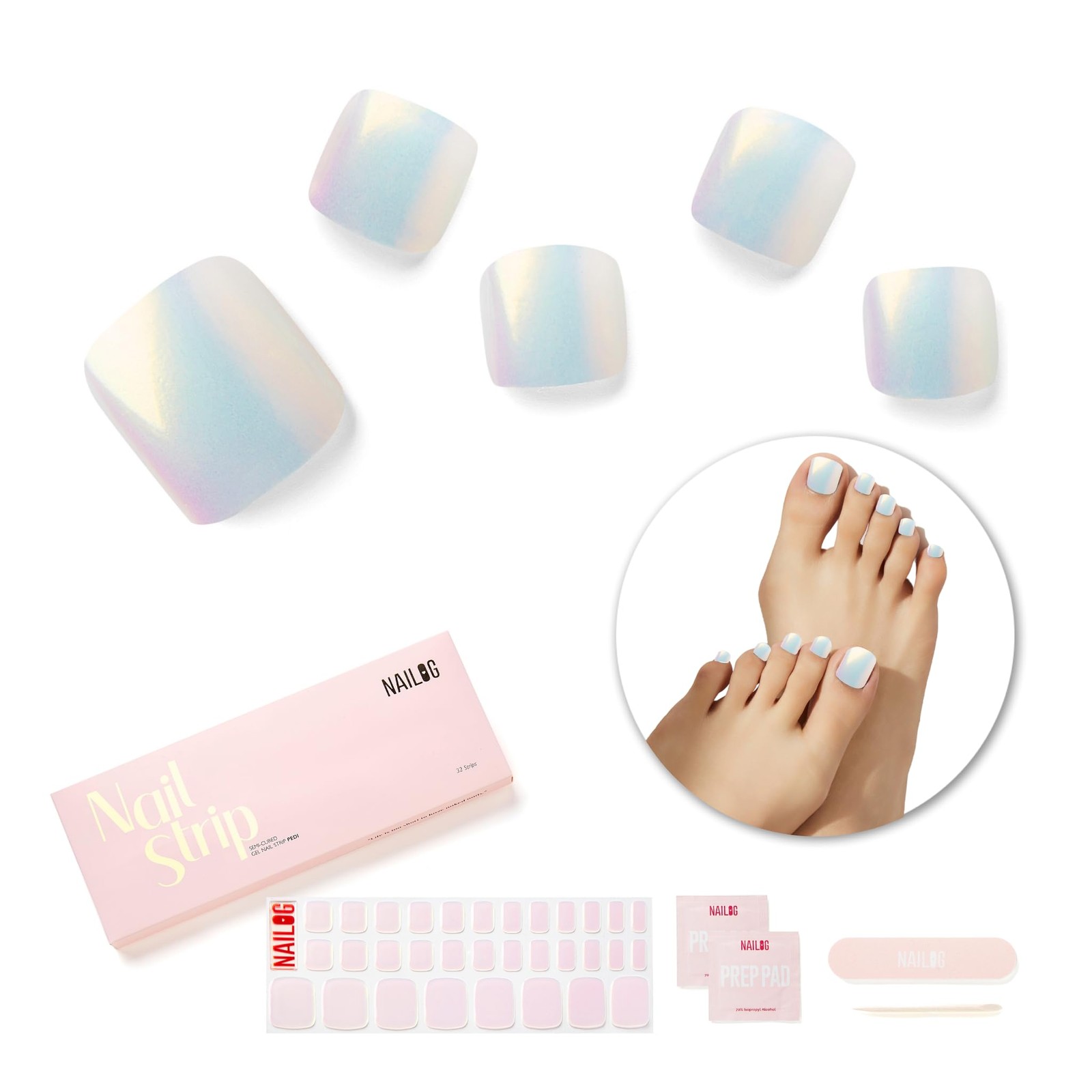 Semi Cured Gel Nail Strips, Toe Nail Polish Strips with Glossy Gel Finishing …