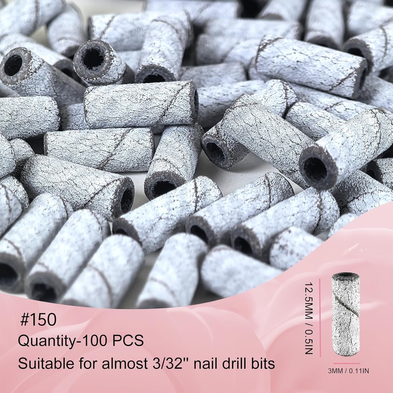 Small Sanding Bands Nail Drill Bits, Corfulra 150 Fine Grit Nail File