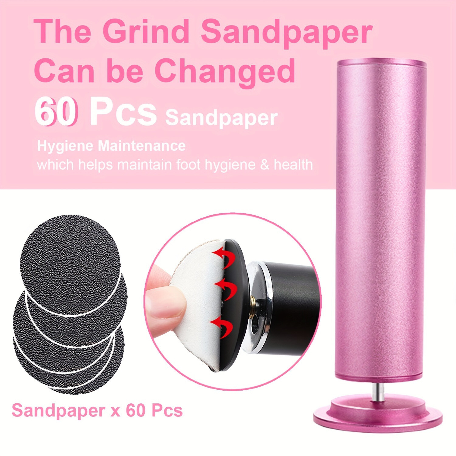 1pcs Electric Foot Grinder-60 Sandpaper Sheets,Callus Remover for Men & Women