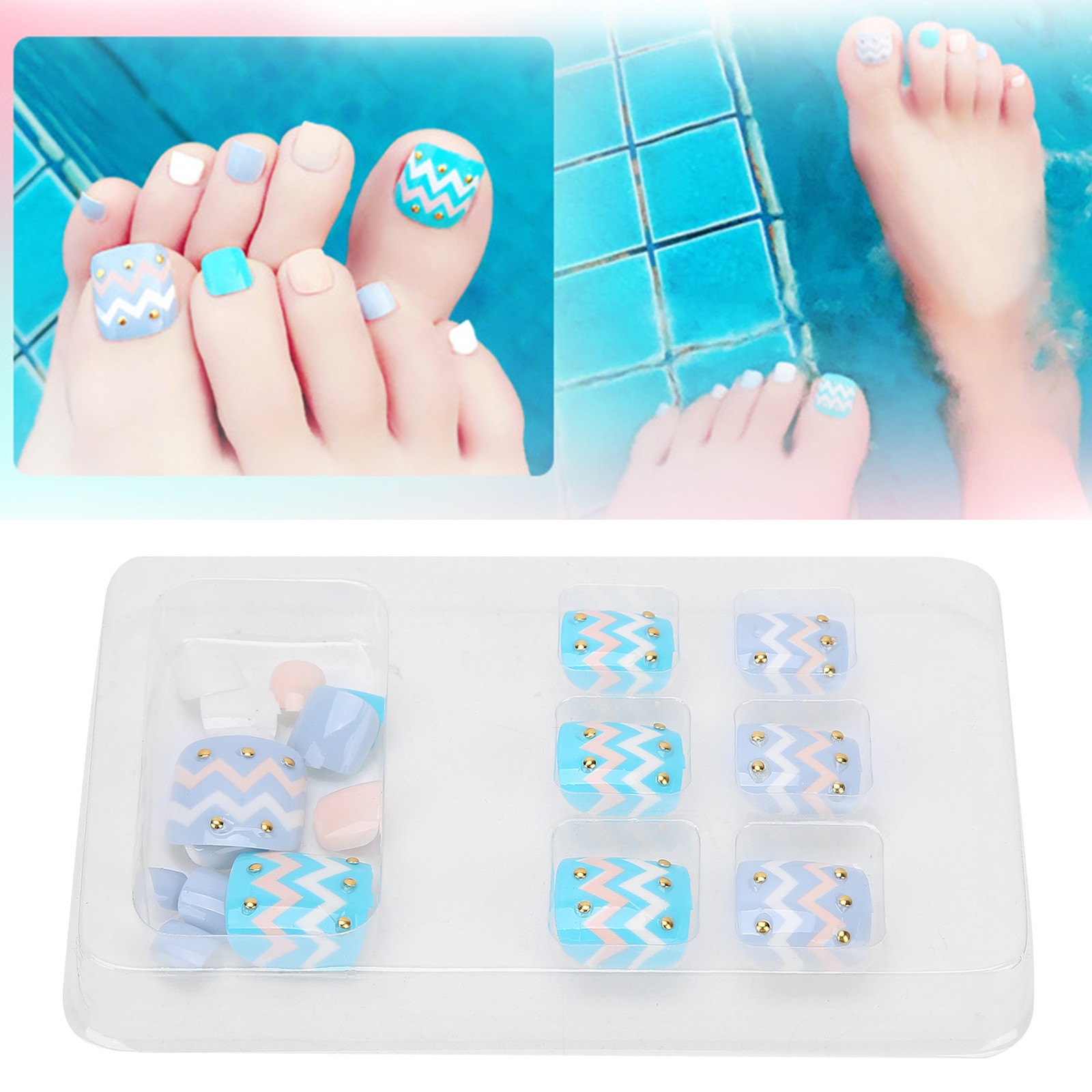 24pcs Fake Toe Nails Charming Design For Parties & Weddings Excellent