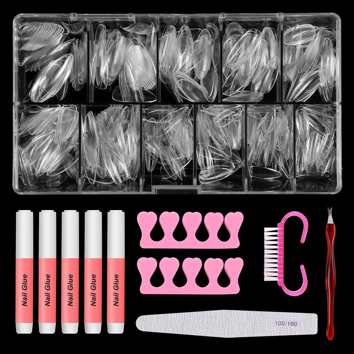 Nail Tips And Glue Acrylic Nails Set – Press On Nails Set 500PCS Short Stiletto