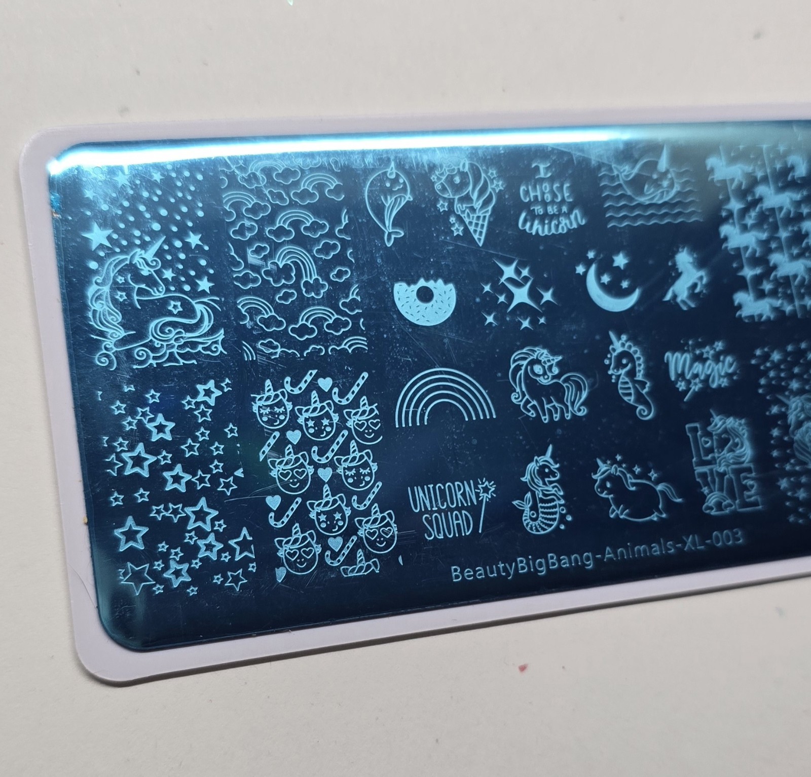 BeautyBigBang Animals XL-003 Nail Stamp Plate Unicorn Princess Love Hearts Stars