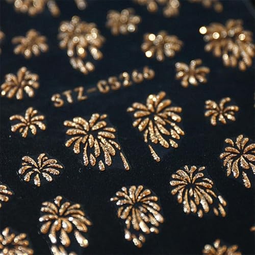 Gold Firework Nail Art Stickers – Celebrating New Year, 4th of July