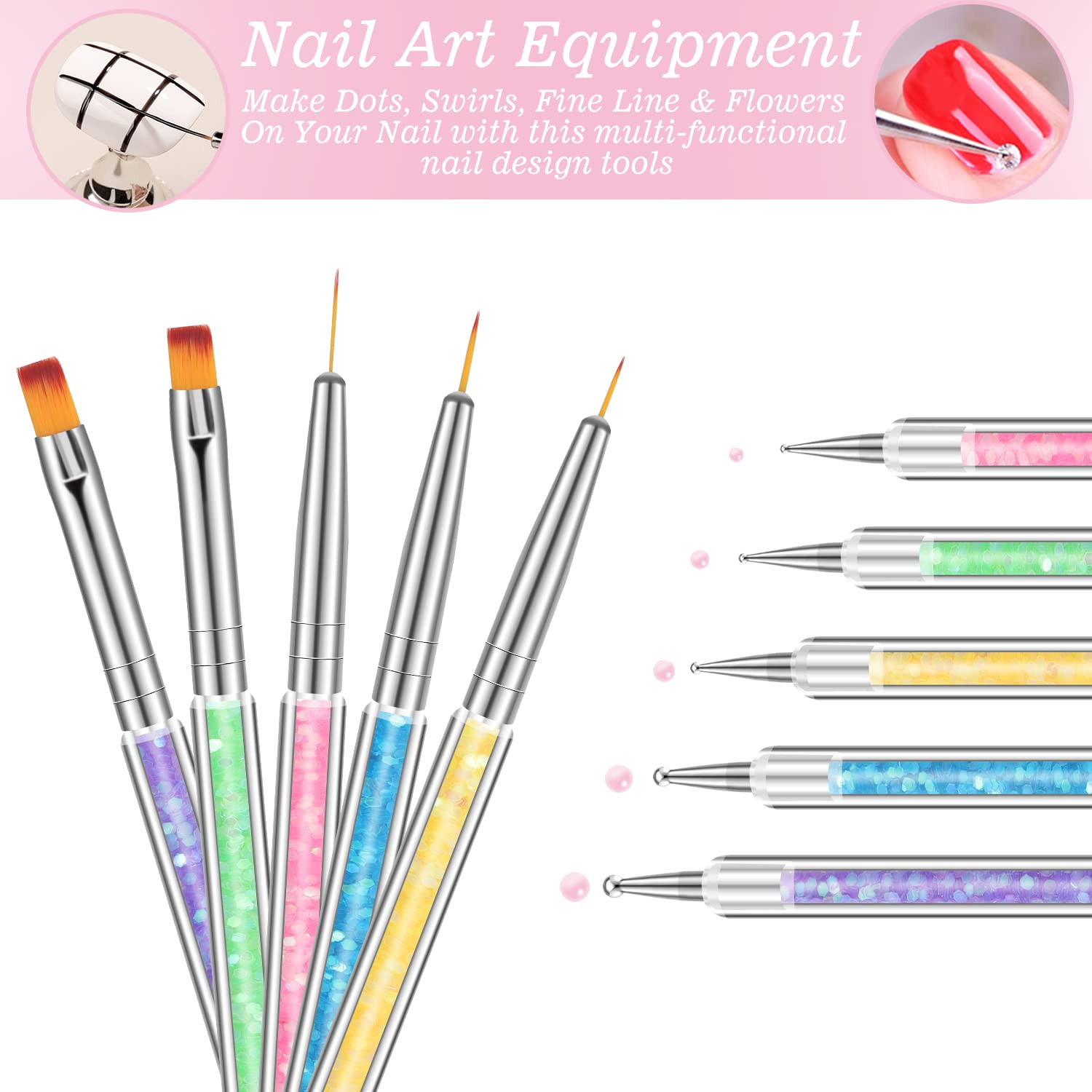 6 Pcs in 1 Set Resin Nail Art Palette with 5 Nail Brushes | Nail Tech Supplies T