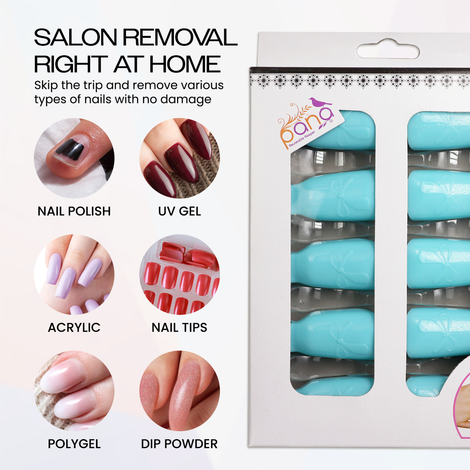 2pks High Quality Teal Acrylic UV Gel Polish Remover Clip Cap Manicure Tool