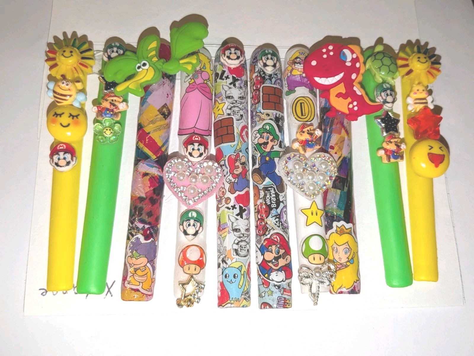 Bright Custom Super Mario Multicolor Decorative 6Xl Press On Nails Sz X-Large