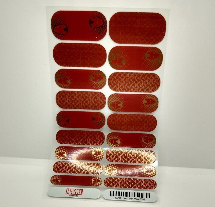 Jamberry Nail Wrap “I am Iron Man” Gold Red Marvel Full Sheet