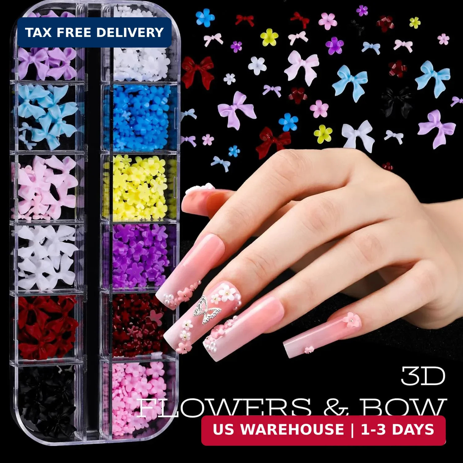 Nail Charms 15 Pcs Nail Art Brushes 5 Pcs Nail Dotting Tools 2 Set of Nail Stand