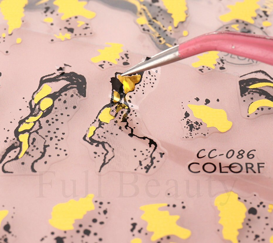 3D Black Gold Bronzing Marble Nail Art Stickers Decals French Line Ink DIY NS43