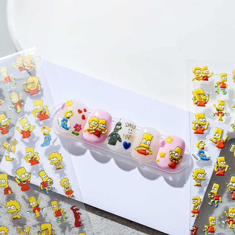 5D Animation Nail Decal, Cartoon Nail Decals, Embossed Nail Stickers (253)