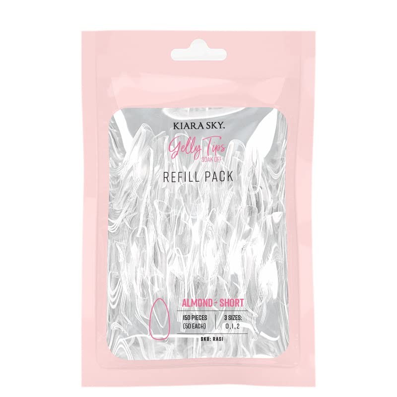 Gelly Tips Refill Packs – Soak Off Soft Gels – Almond Shape (Short Length) (S…