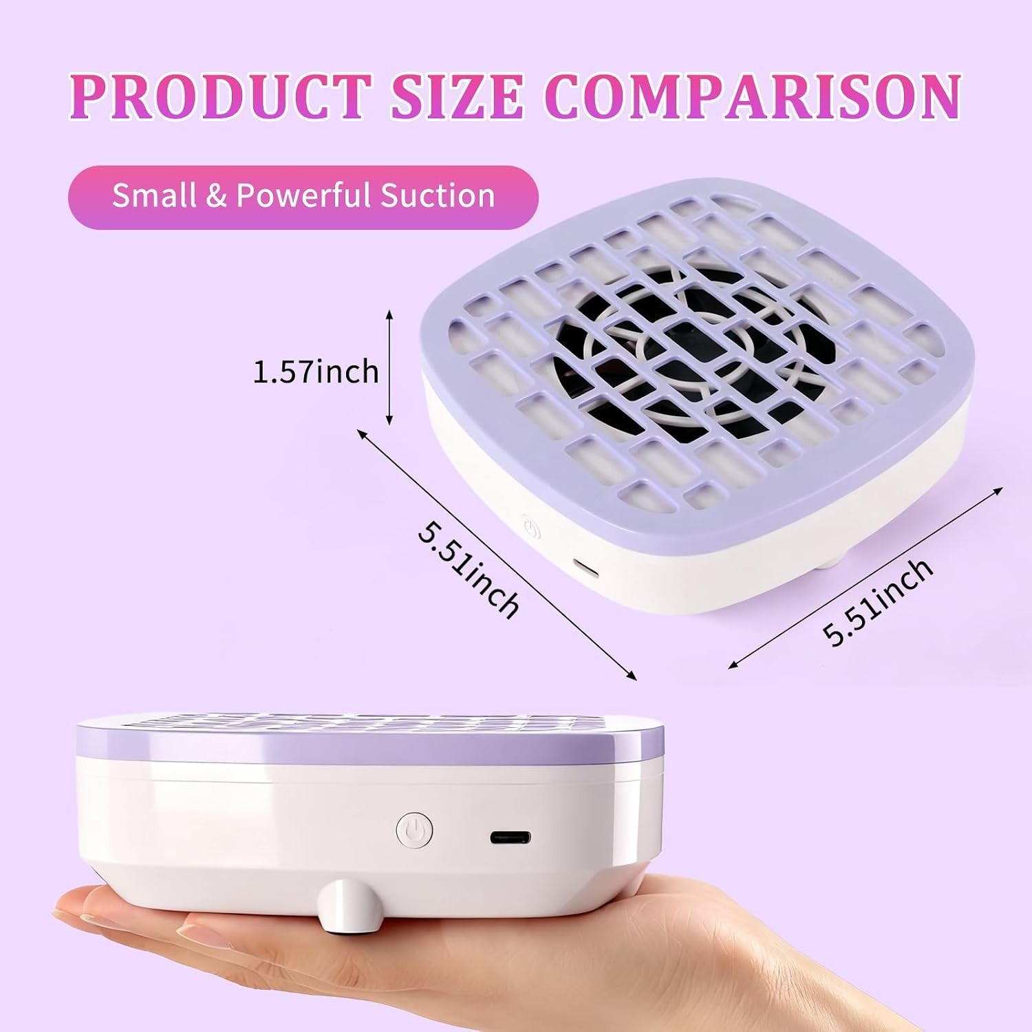 Portable Nail Dust Collector with Powerful Suction and 10 Filter Pads Included