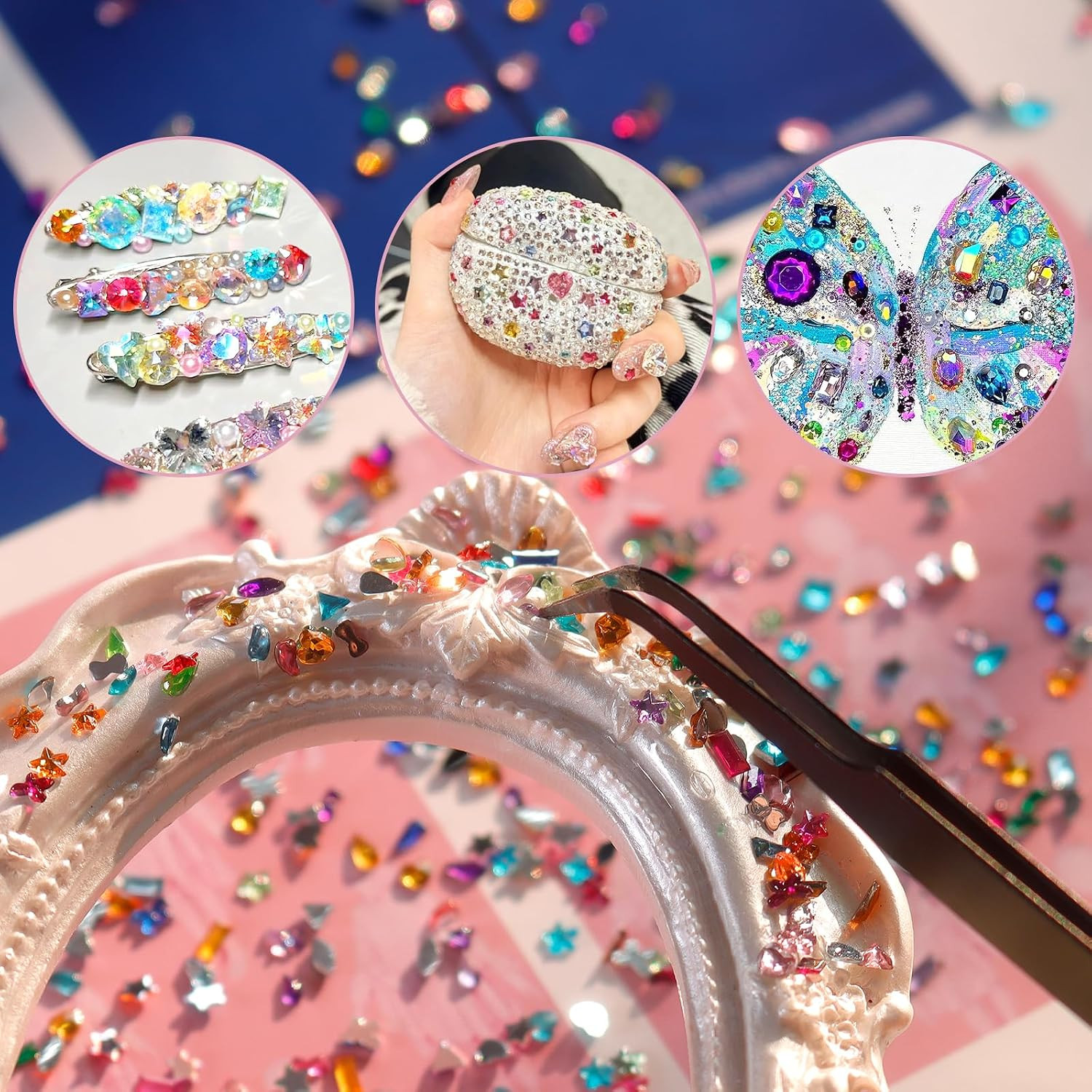 2500PCS Nail Rhinestones, Multi-Shape Colorful Gems for Nail Art | 2-5Mm Mixed S
