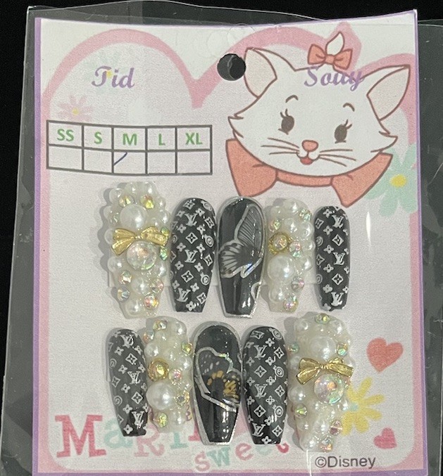 Nails Handmade press on nails hand painted 3D size M -Lot of 2 Sets