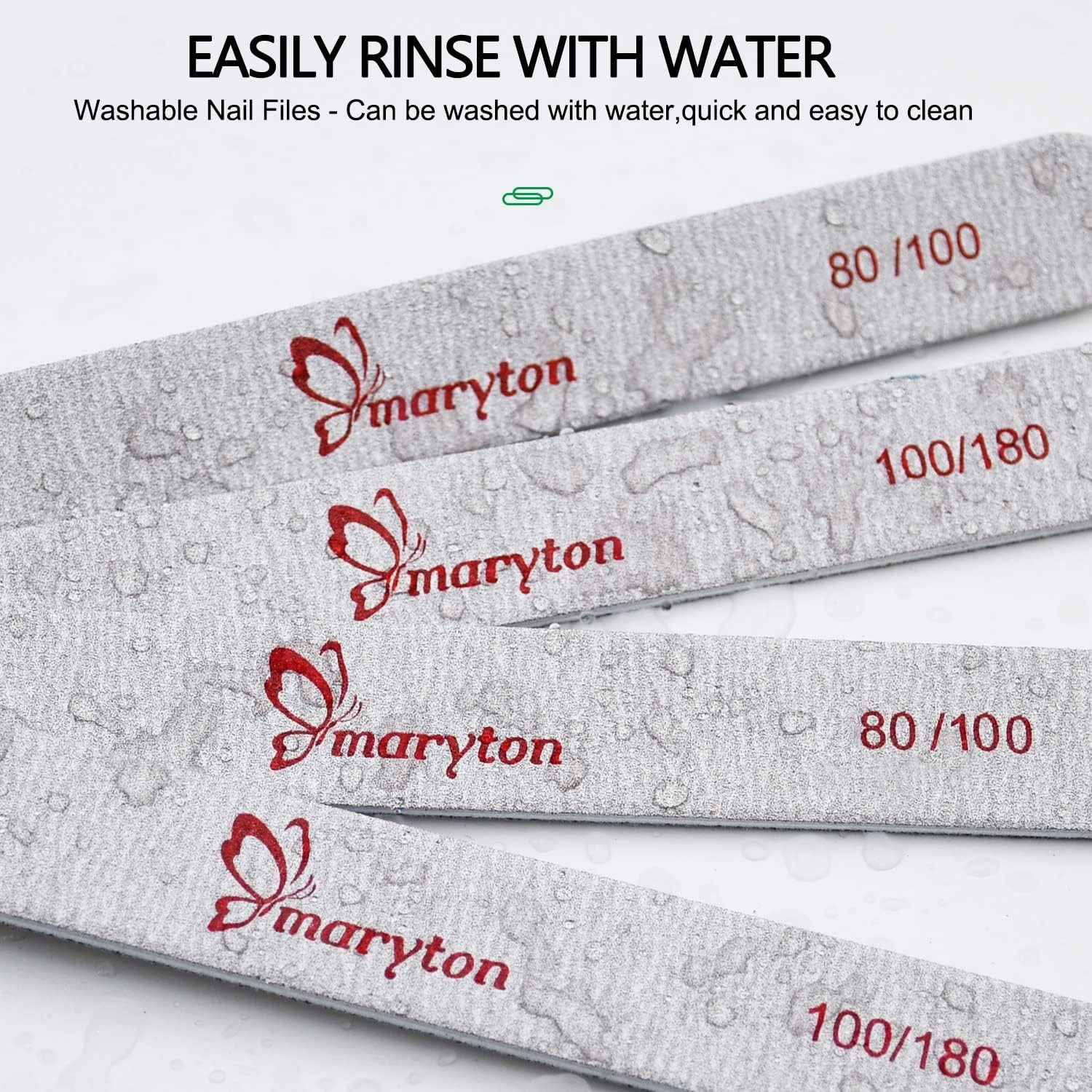 Maryton Nail File Emery Board 100/180 Grit for Acrylic Nails Poly l