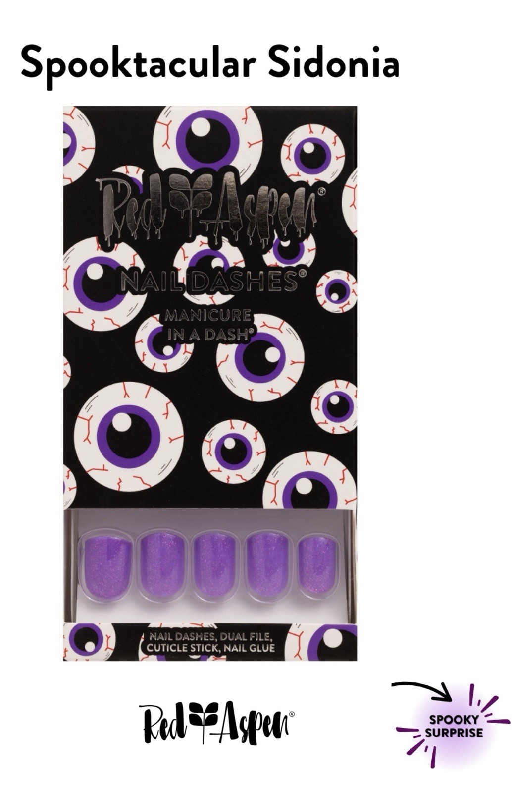 Red Aspen Halloween Short Square Purple Glitter UV Glow Spooktacular Sidonia B6f