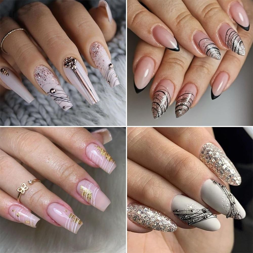 6 Colors Spider Gel Set Elastic Drawing Spider Gel with Nail Art Brush White