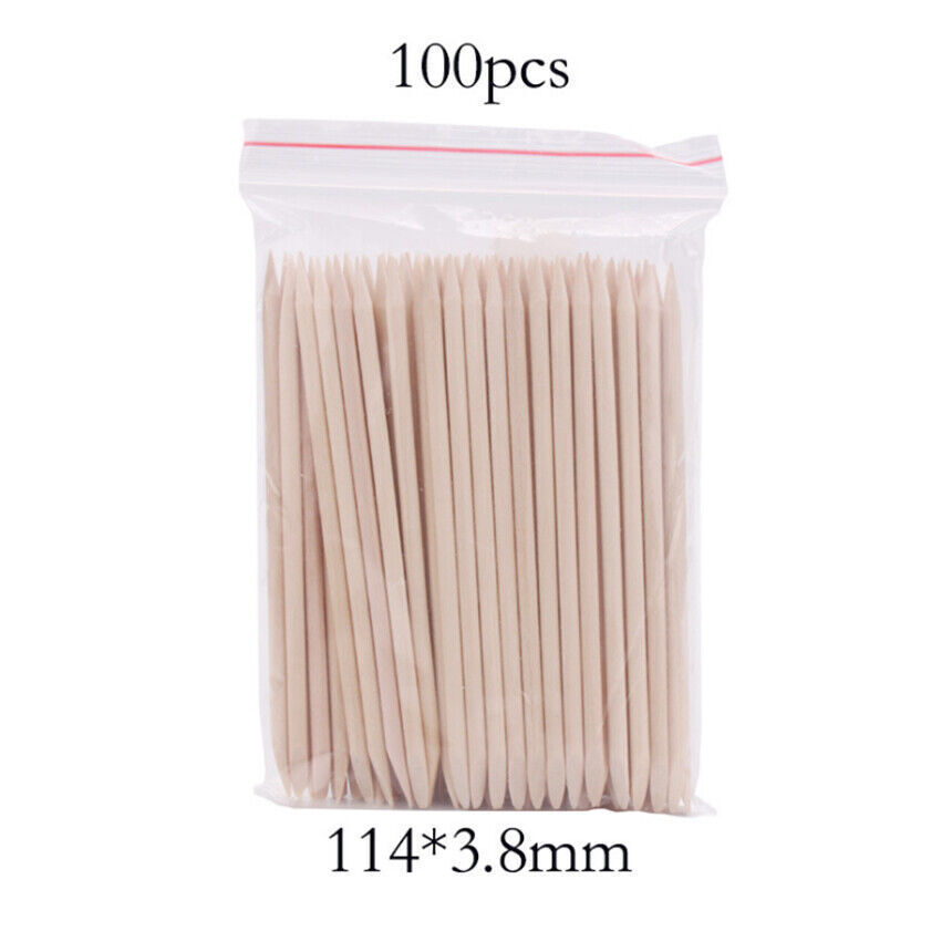 100PCS Orange Sticks for Nails 4.5 Inch – Wooden Cuticle Pusher & Remover Set
