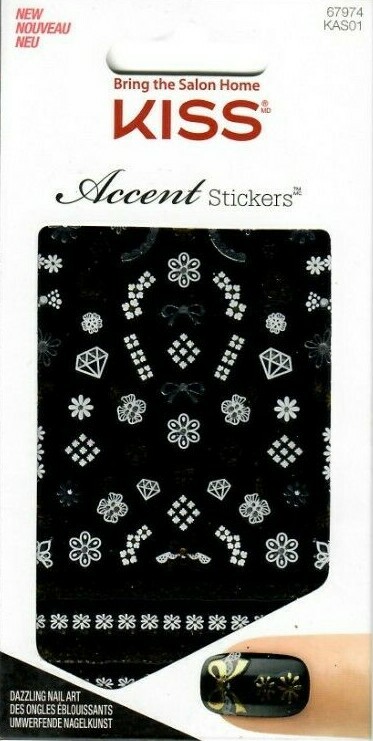 Kiss Jewel Accent Stickers Just Kidding Diamonds Flowers White Gold Brand New