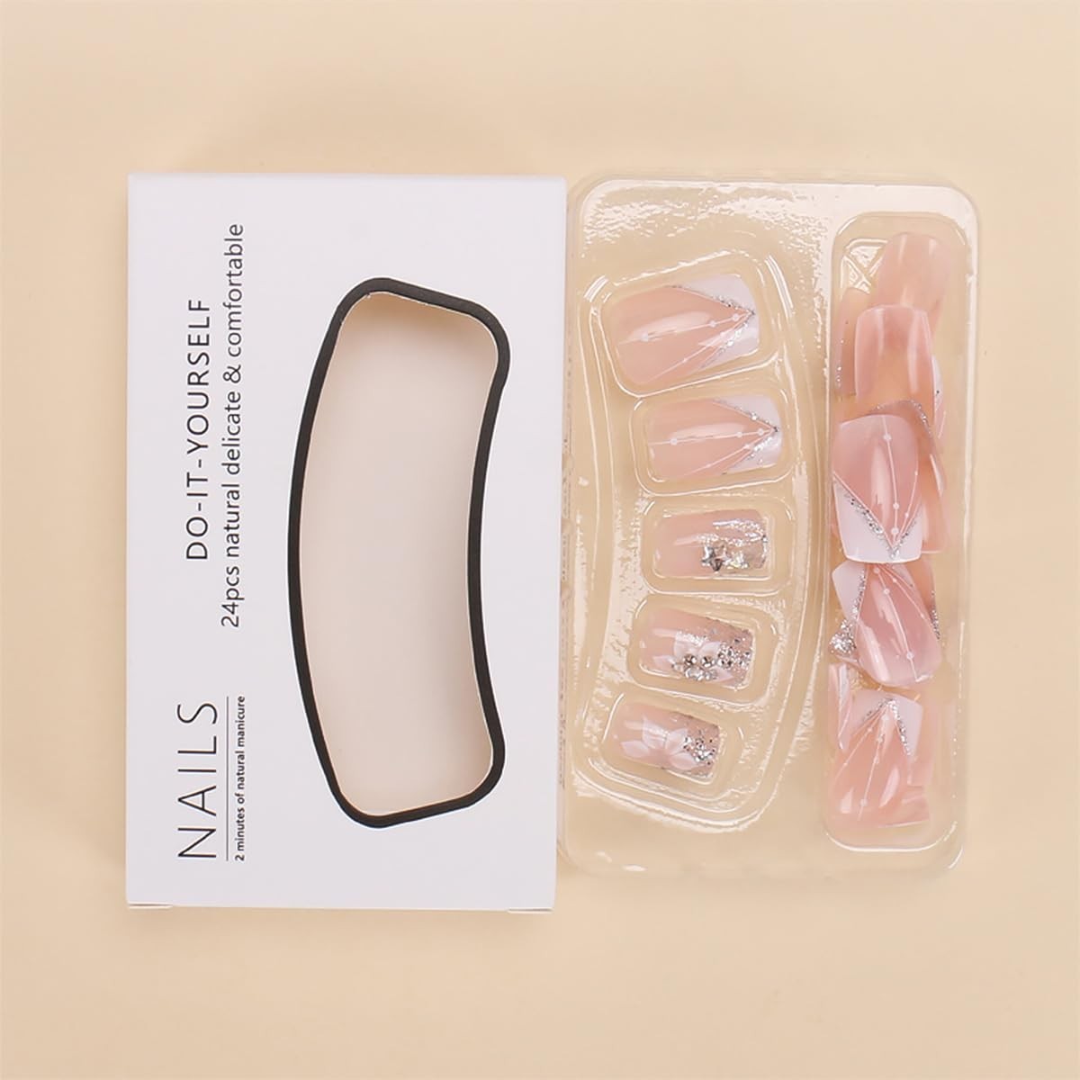 Eco-Friendly 24pcs Short Square Press on Nails – Easy to Apply Glossy Finish