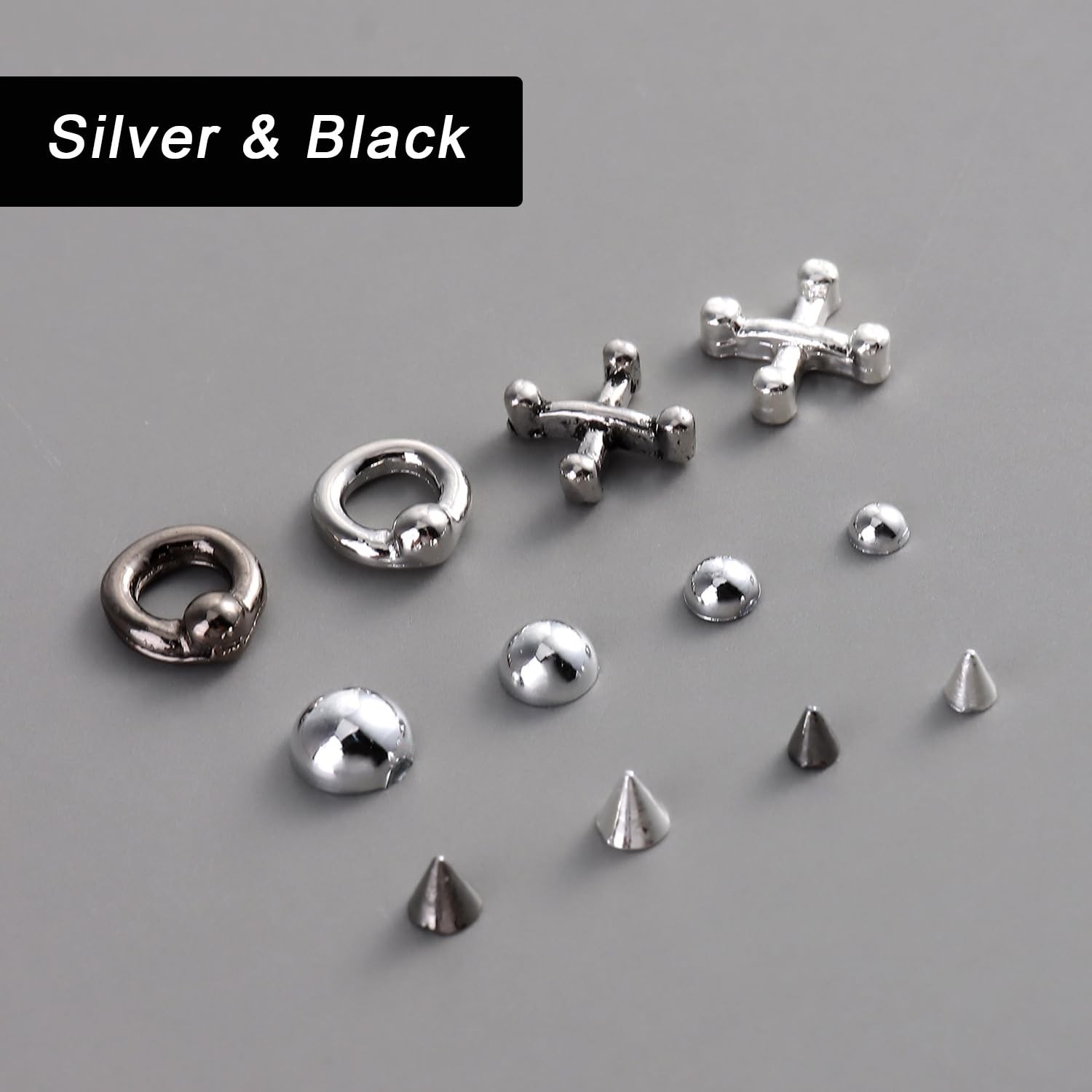 Goth Nail Charms 3D Triangle Spike Rivet Beads Metal Piercings for Nail Art
