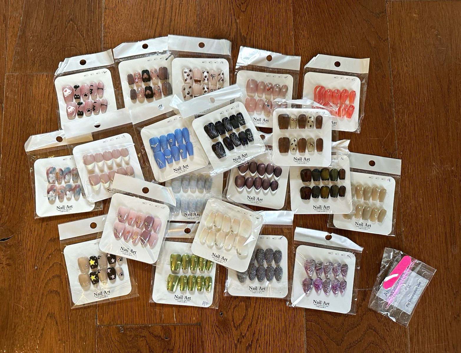 20 sets Pre-Designed Full Cover Coffin Long Press-On Nails Multicolor UNOPENED