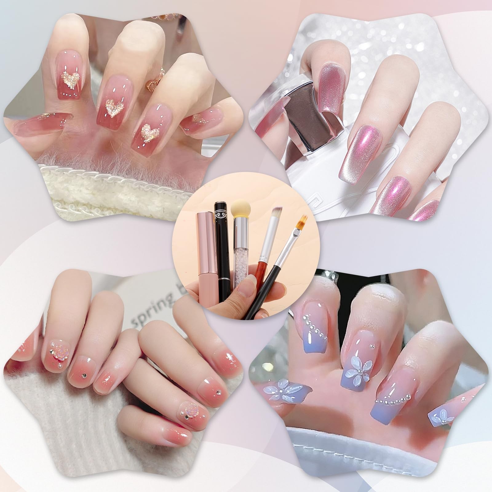 5 Pcs Silicone Nail Brushes, Ombre Nail Brush, Nails Design Brushes, for Grad…