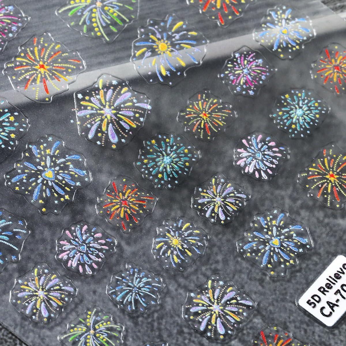 2 Sheets Fireworks Nail Stickers 5D Embossed 4Th of July Nail Art Stickers