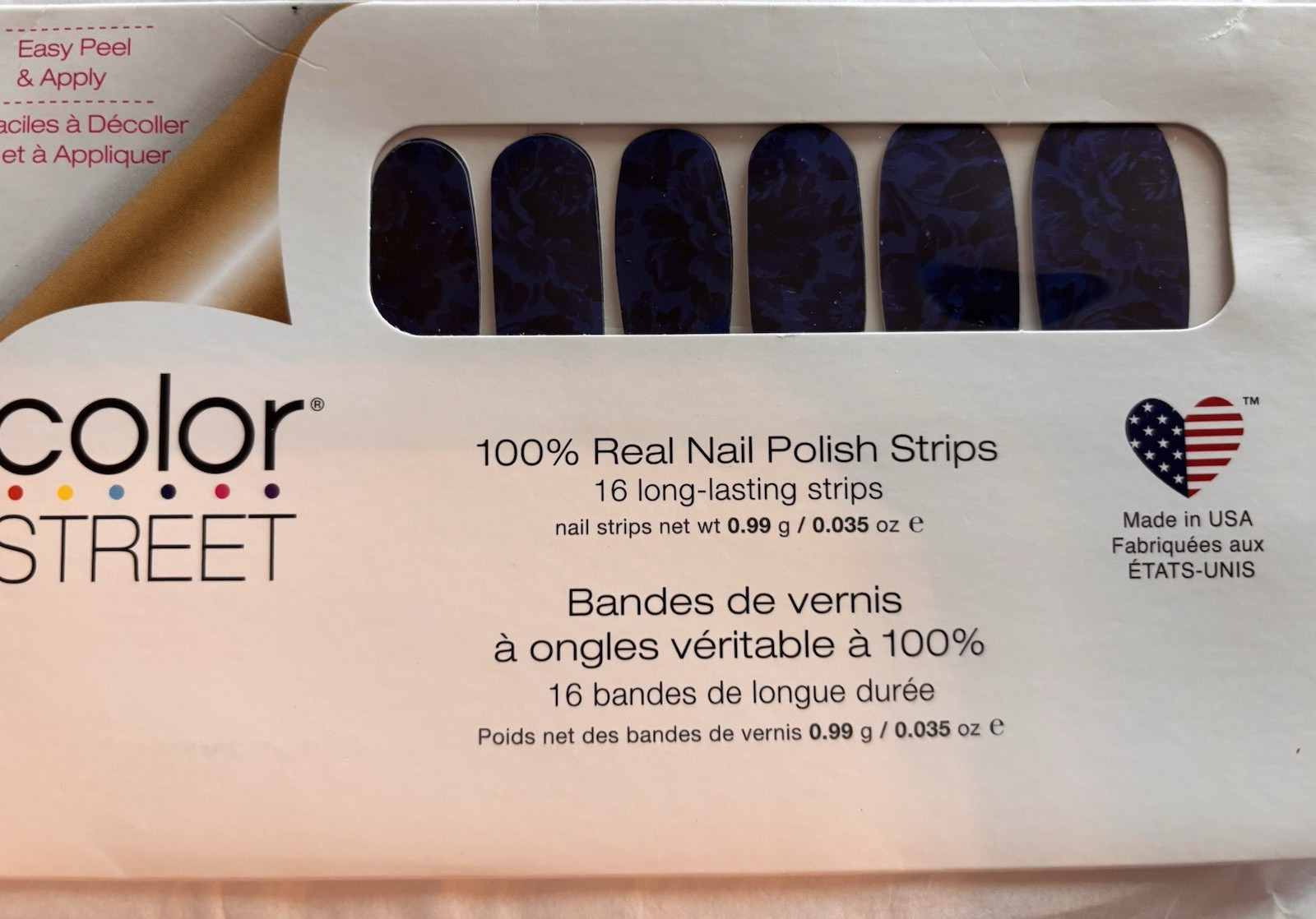 Color Street Blue Floral Glossy Nail Polish Strips Royal Brocade