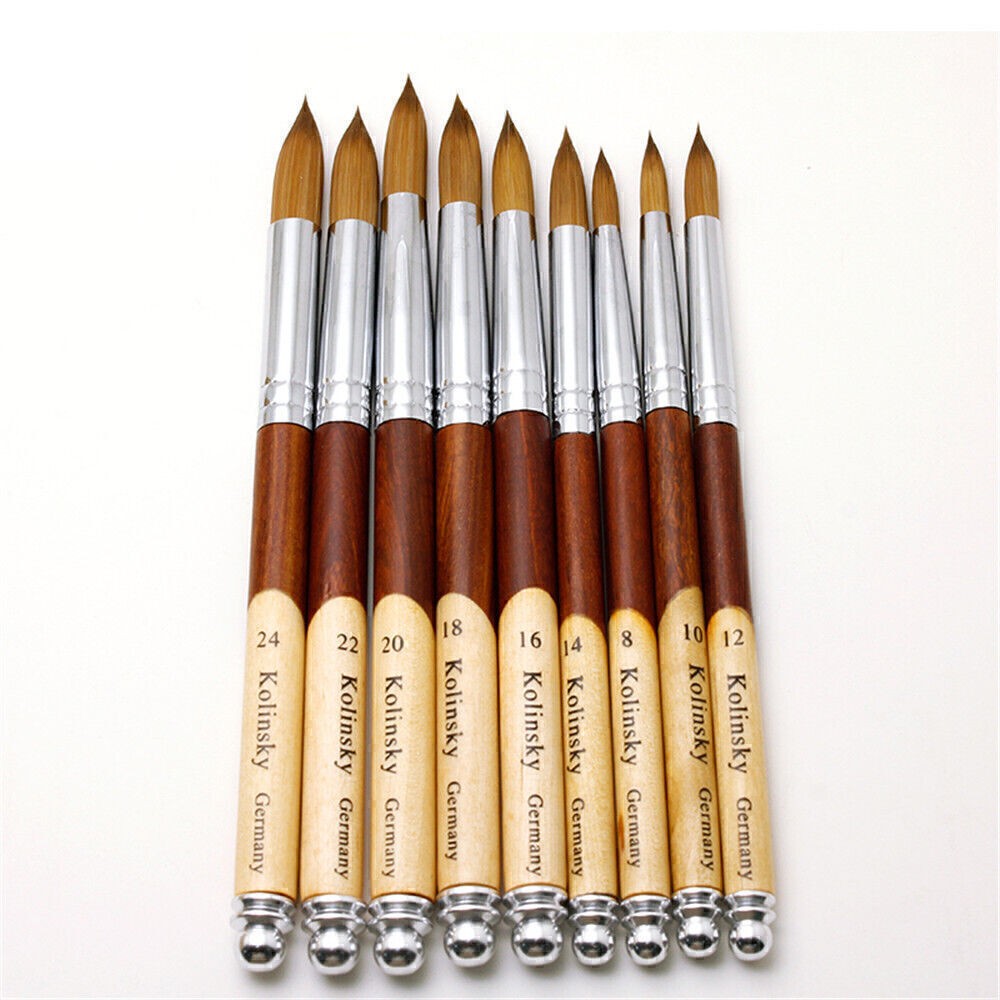 Handle Acrylic Nail Kolinsky Nylon Mix Nail Brushes Sizes 8-24 Nail Art Brush
