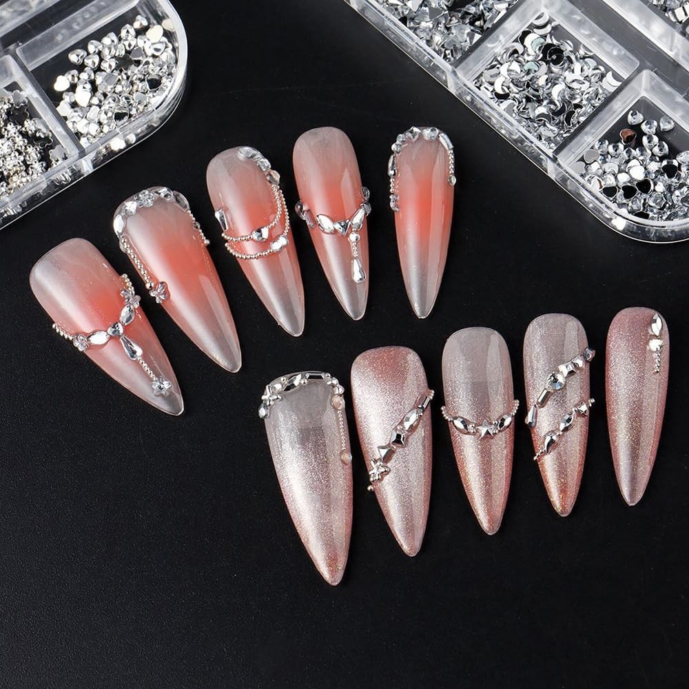 Jaliya Silver Nail Rhinestones: 2000+ Flat Back Gems for Art Decor