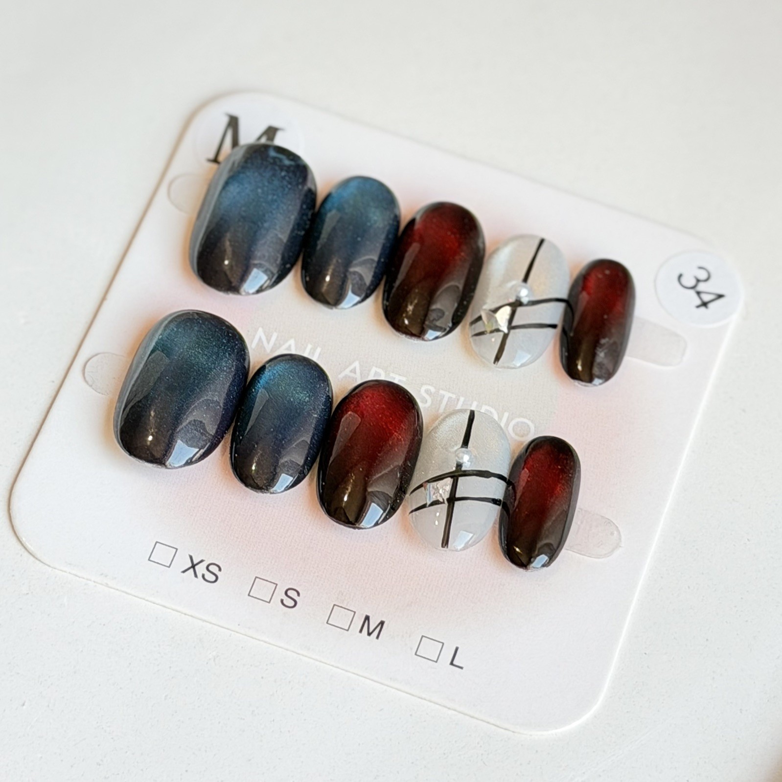 Unique Handmade Press-On Nails Size M | One of a Kind Set, Reusable 34