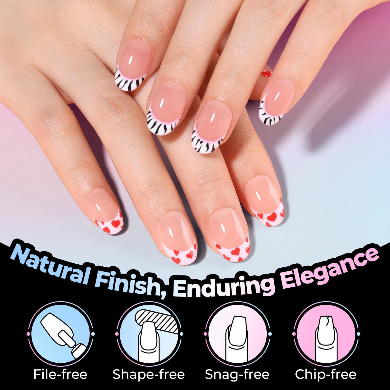UNA GELLA Oval Gel Nail Tips Short 15 Sizes 300PCS Oval, Transparent