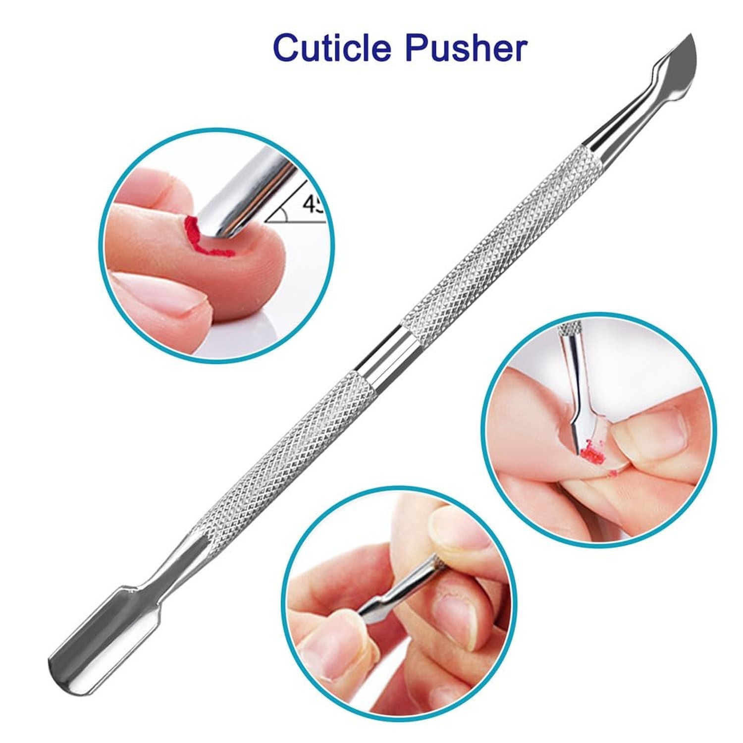 7PCS Professional Cuticle Nippers with Cuticle Pusher Set, Stainless Steel Cu…