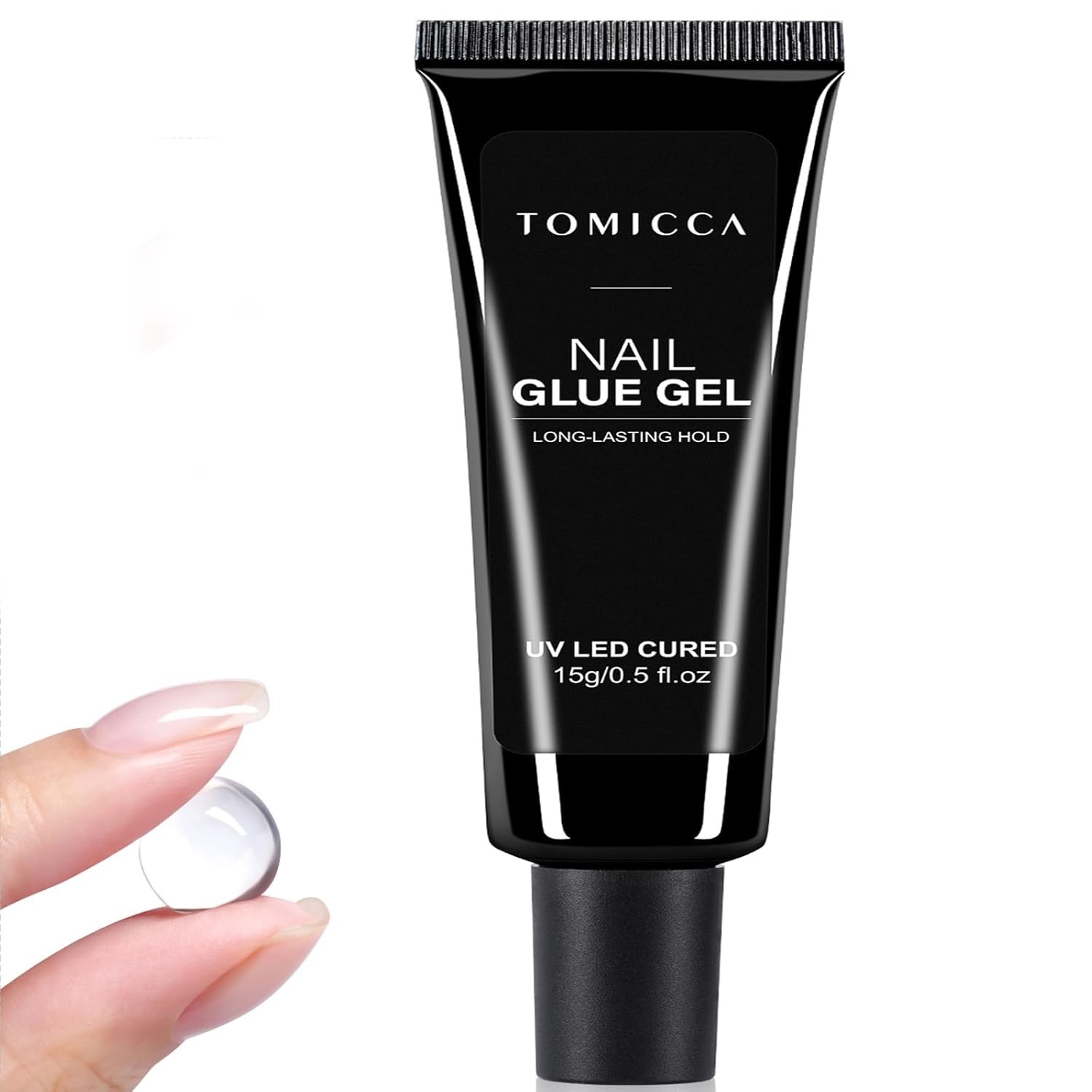 Solid Nail Glue Gel, 15g Long Lasting Strong Adhesive No-Stick Hands for Nail Ti