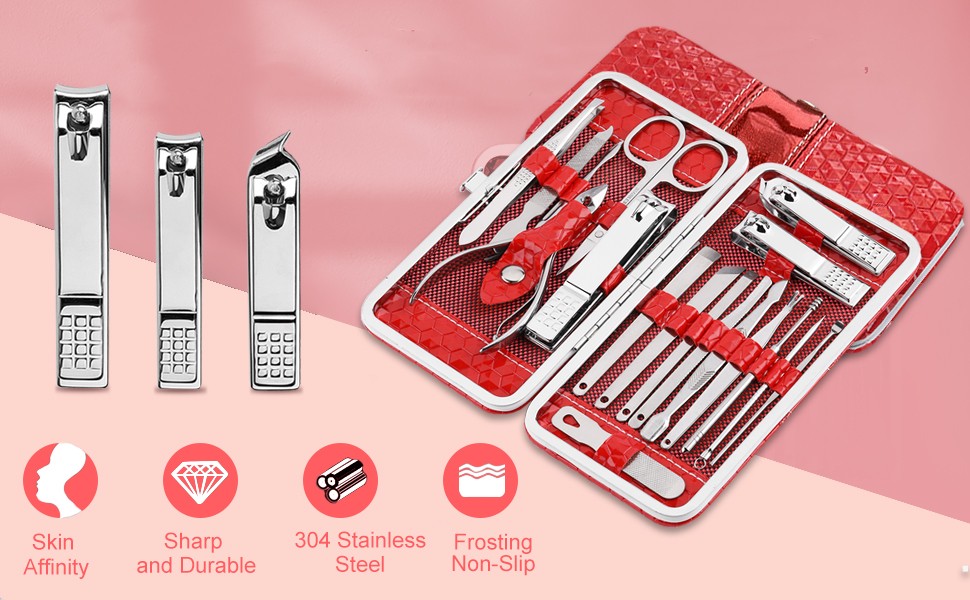 Nail Clippers Set – 18 Pcs Professional Manicure Pedicure Kit for Men Women,