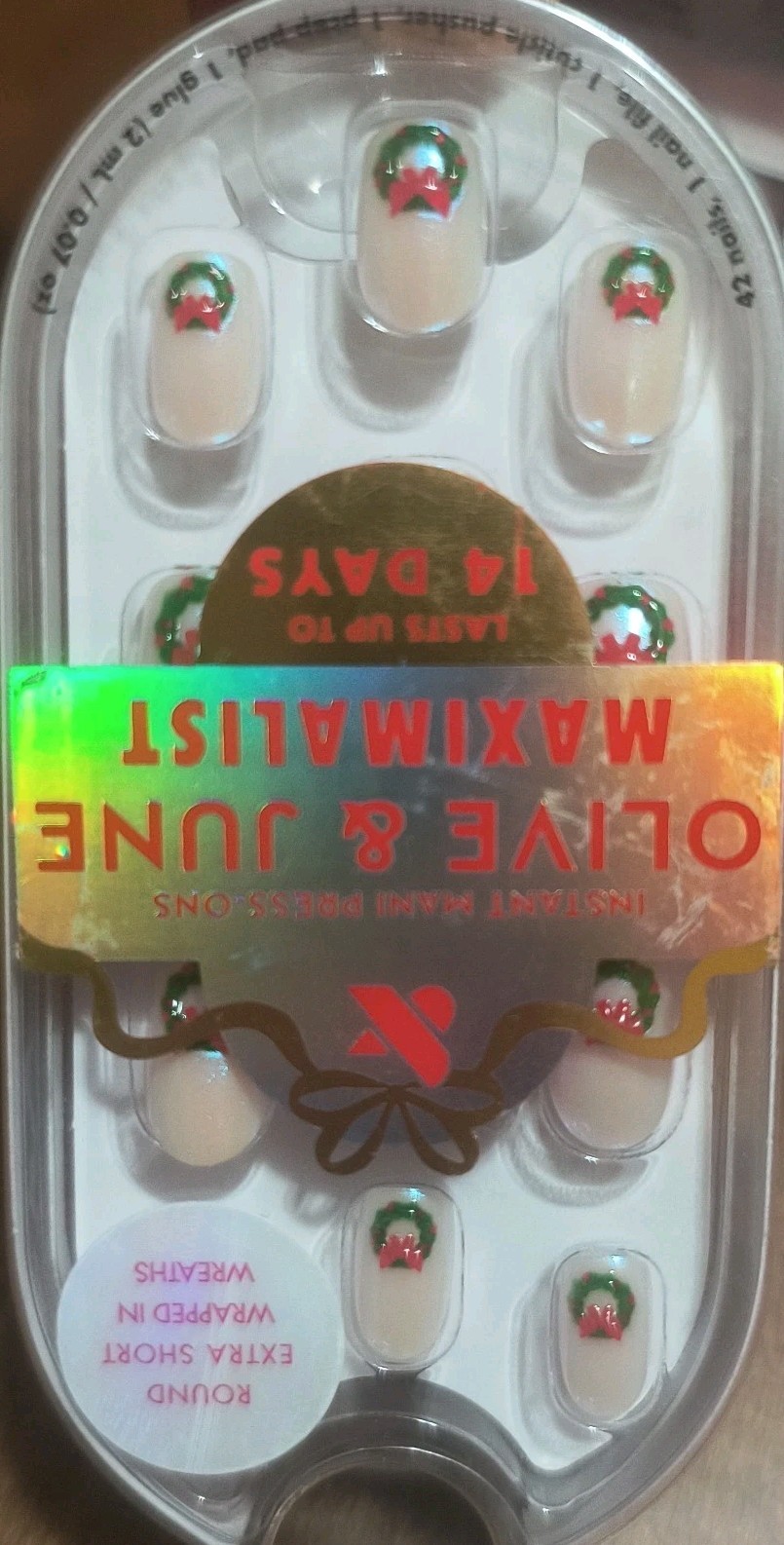 3 x Olive & June Maximalist Press On Nails, Holiday Party Short Christmas