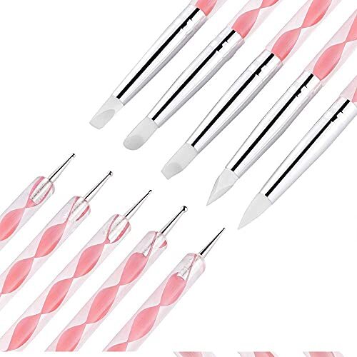 21 Pcs Nail Art Brushes Nail Art Tool Set Resin Palette Nail Art 1# Pink