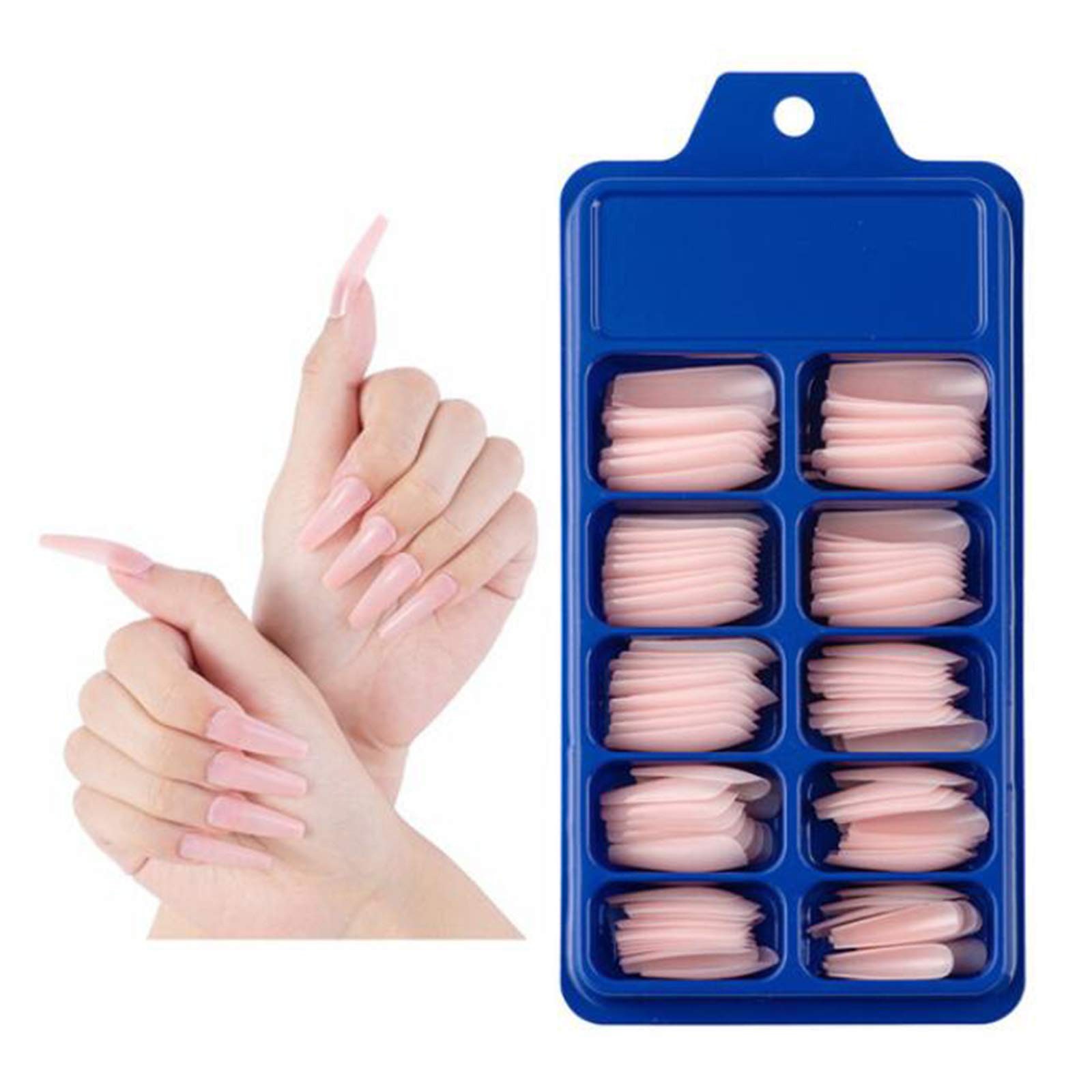 100pc Colored Long Coffin False Nails Artificial Acrylic Tips Ballerina Shape…