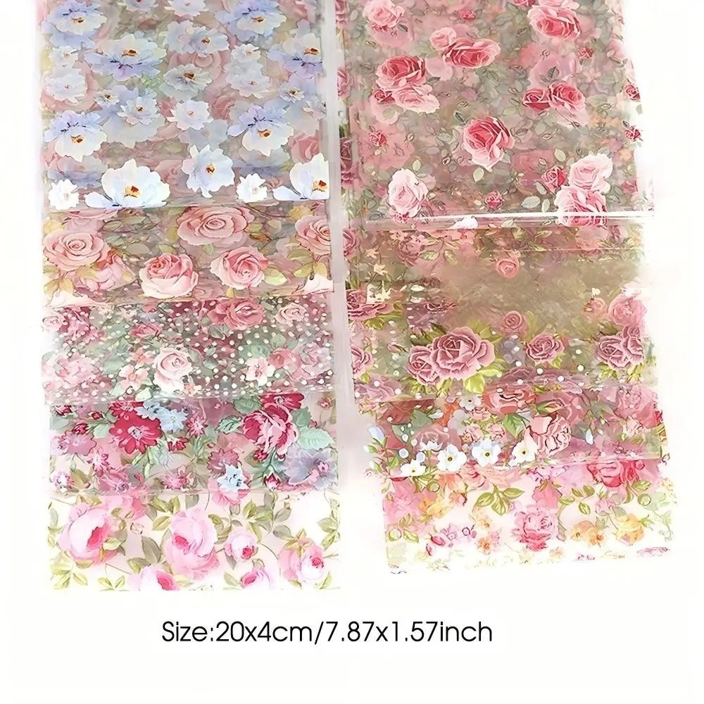 10PCS Mixed Nail Art Foils Transfer Sticker Set Rose Flower Designs Floral Decor