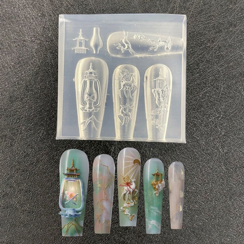 Silicone Nail Art Mold Relief Butterfly Flower Nail Art Decor Mold Manicure Tool