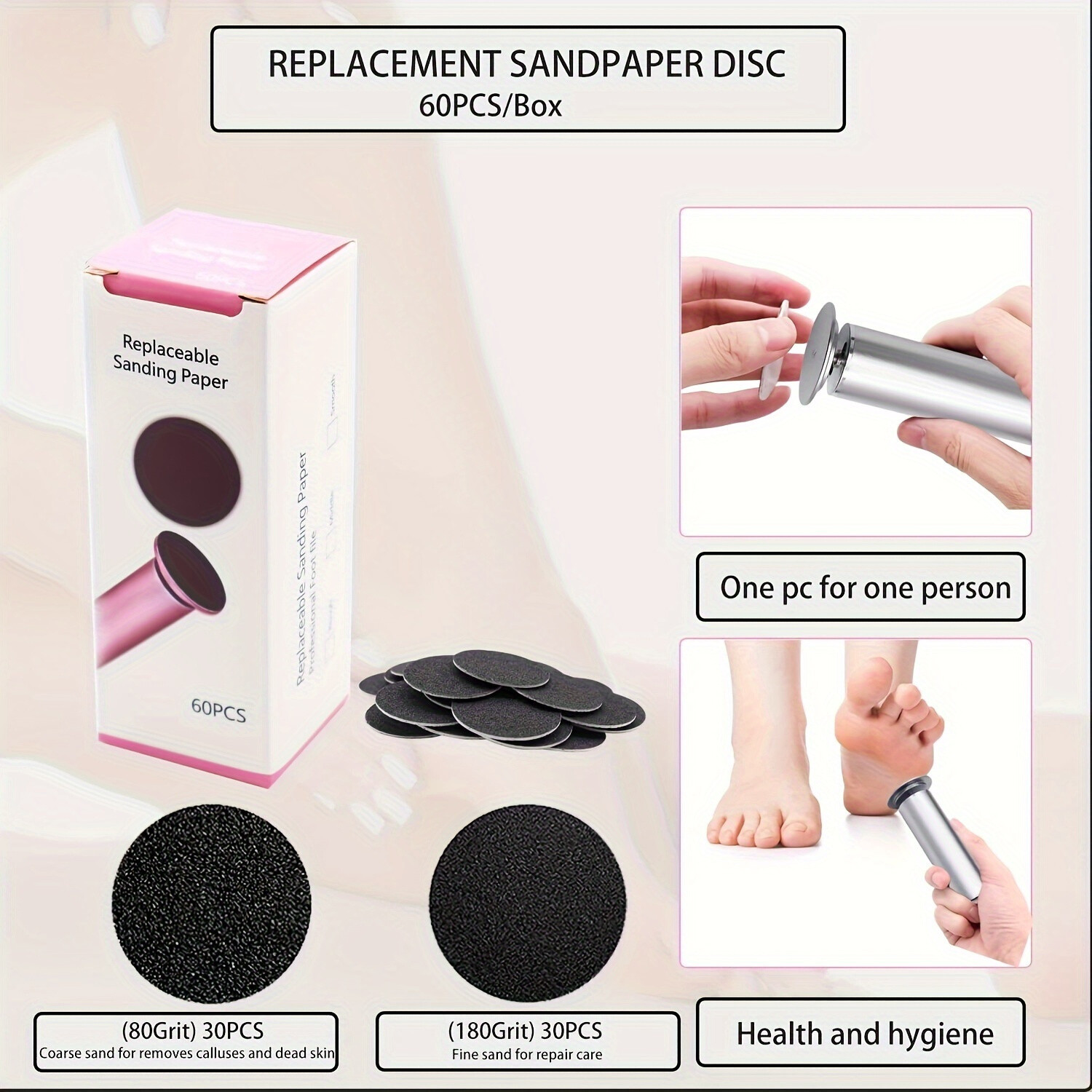 60 pieces Electric Foot Grinder with Adjustable Speed-60 Sandpaper Sheets