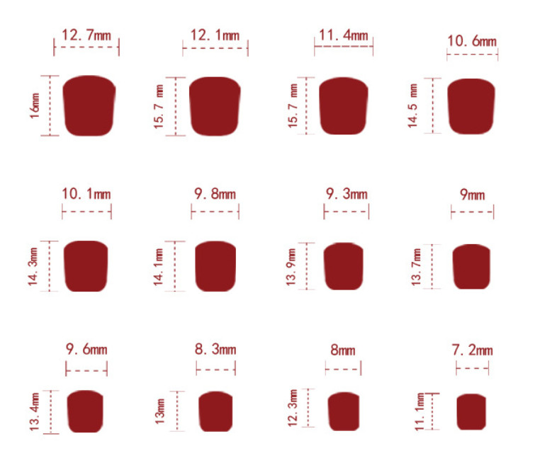 French-style red-edged press-on nails, minimalist red heart short square nails