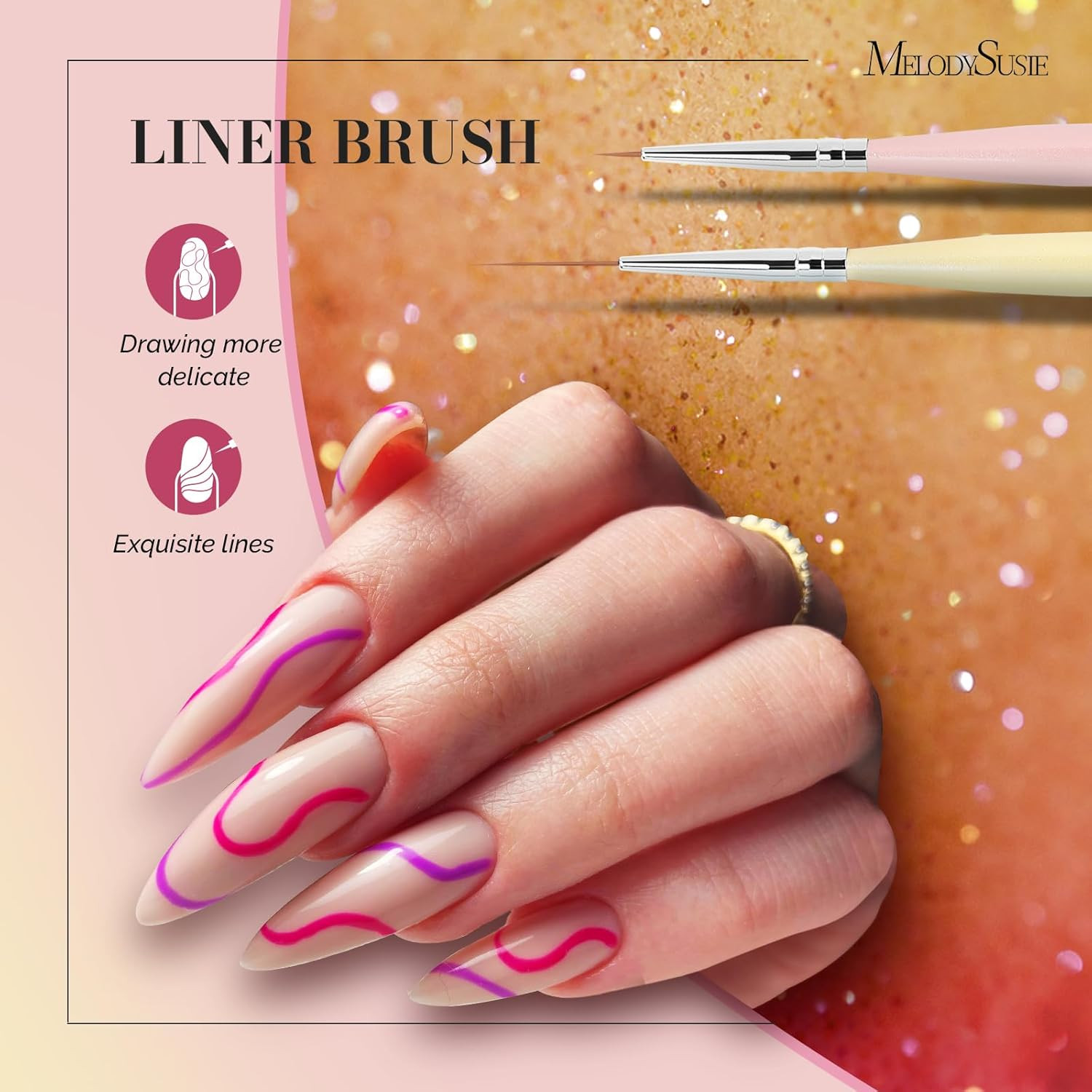 Nail Art Brushes Set,6Pcs Nail Art Design Pen Painting Tools with Extension Gel