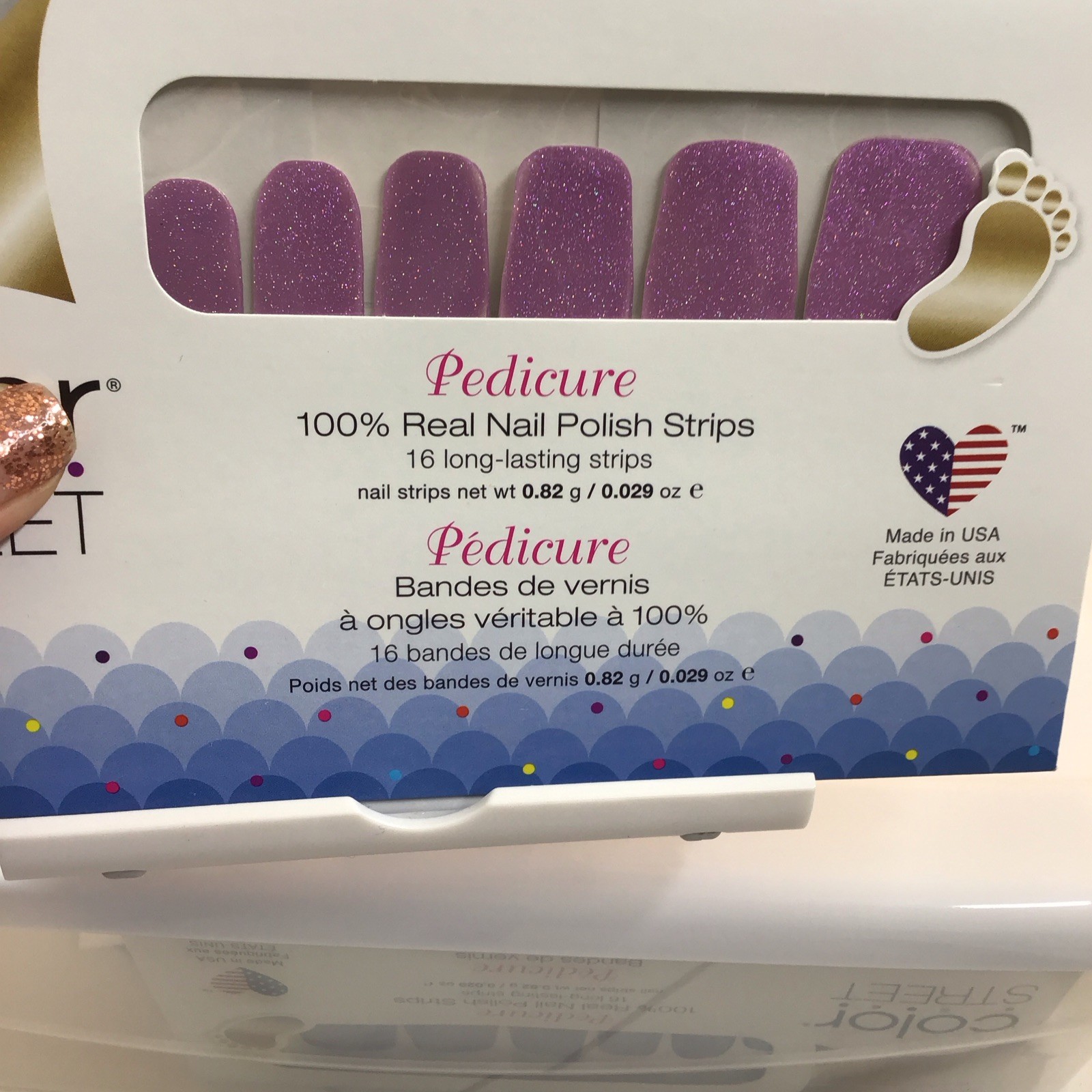 Color Street Pedicure Nail Polish Strips See It To Belize It (Electric Purple)