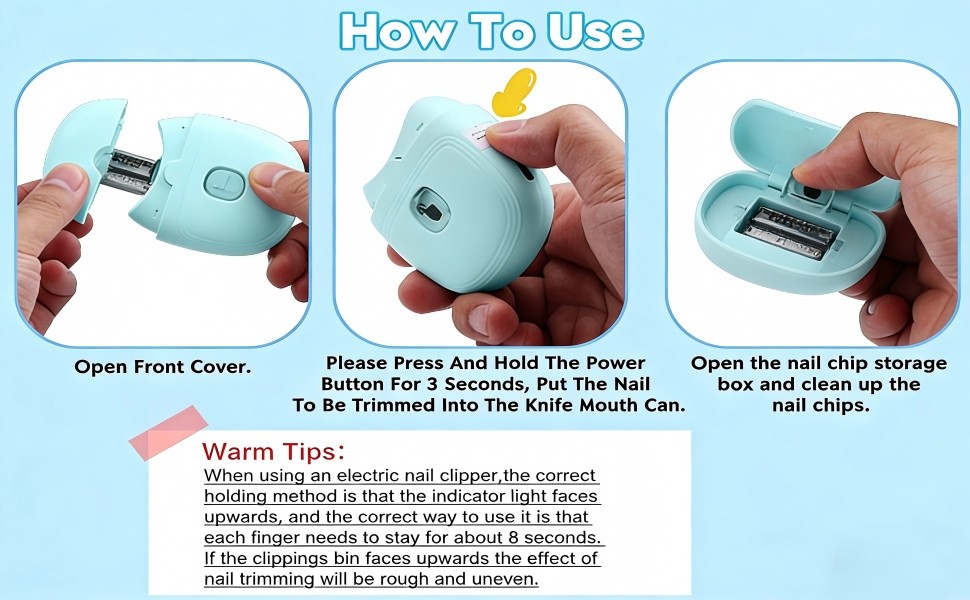 Electric Nail Clipper & Nail File: Automatic Trimmer with LED Light,