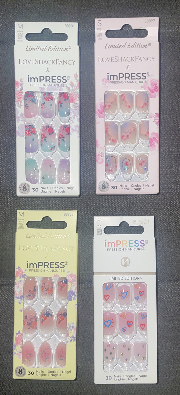 Kiss IMPRESS💅Lot Of 4 Boxes PRESS ON NAILS Limited Edition SUNKISSED PEACH&More