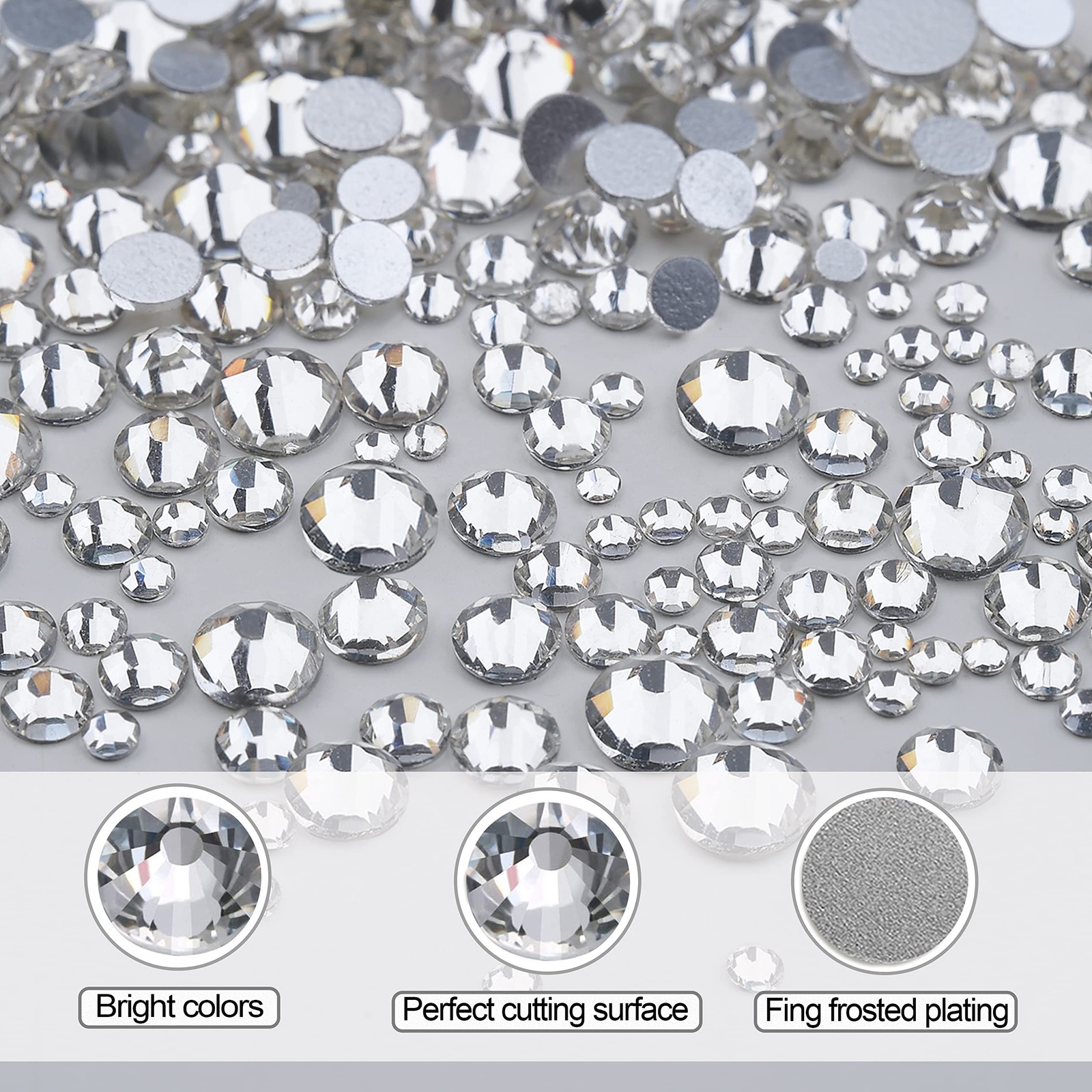 Nail Art Rhinestones Kit HUETFAT 2400pcs Nail Gems Crystal Clear Flatback Rhines